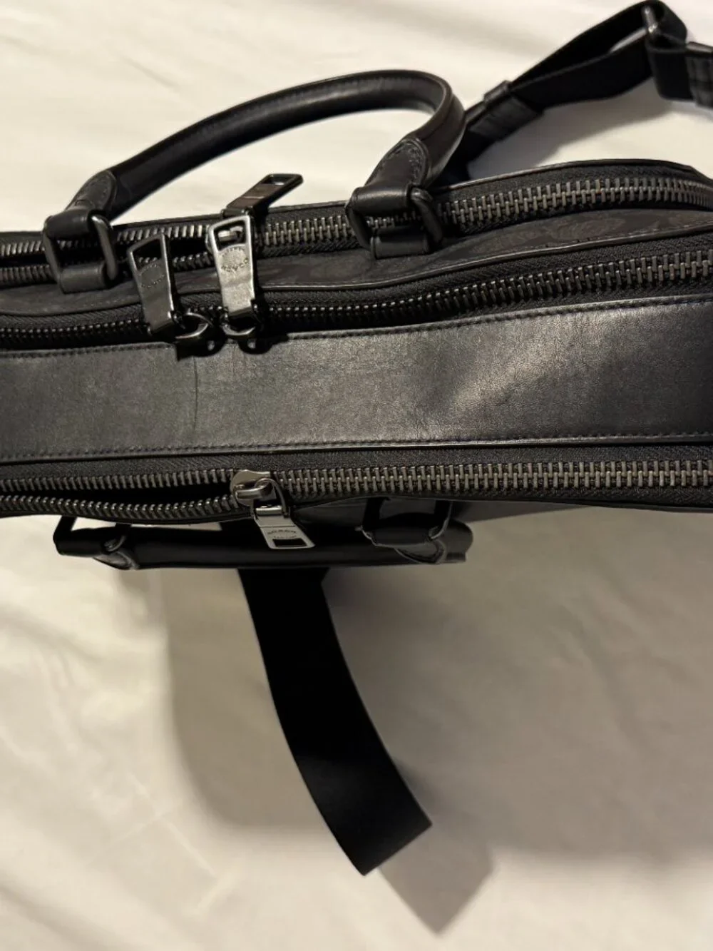 Coach Ethan Brief Charcoal Signature Canvas Briefcase Laptop Bag for 15